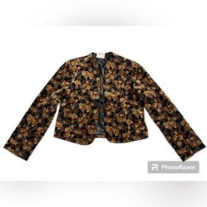 Vintage Floral Velvet Brown & Black TanJay Cropped Blazer Size S